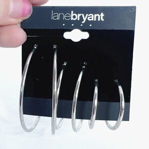 NWT Lane Bryant Set Silver Hoop Earrings